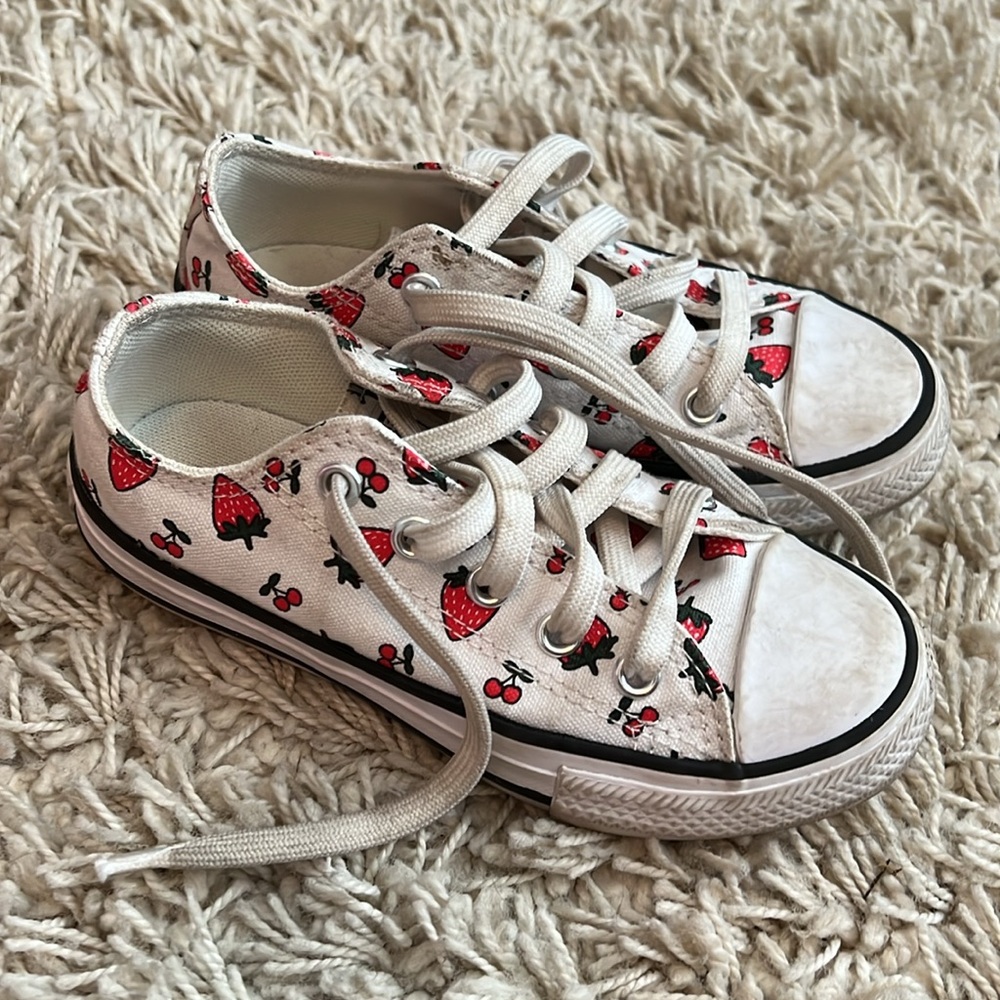 Converse strawberry and cherry shoes. Size US 11.